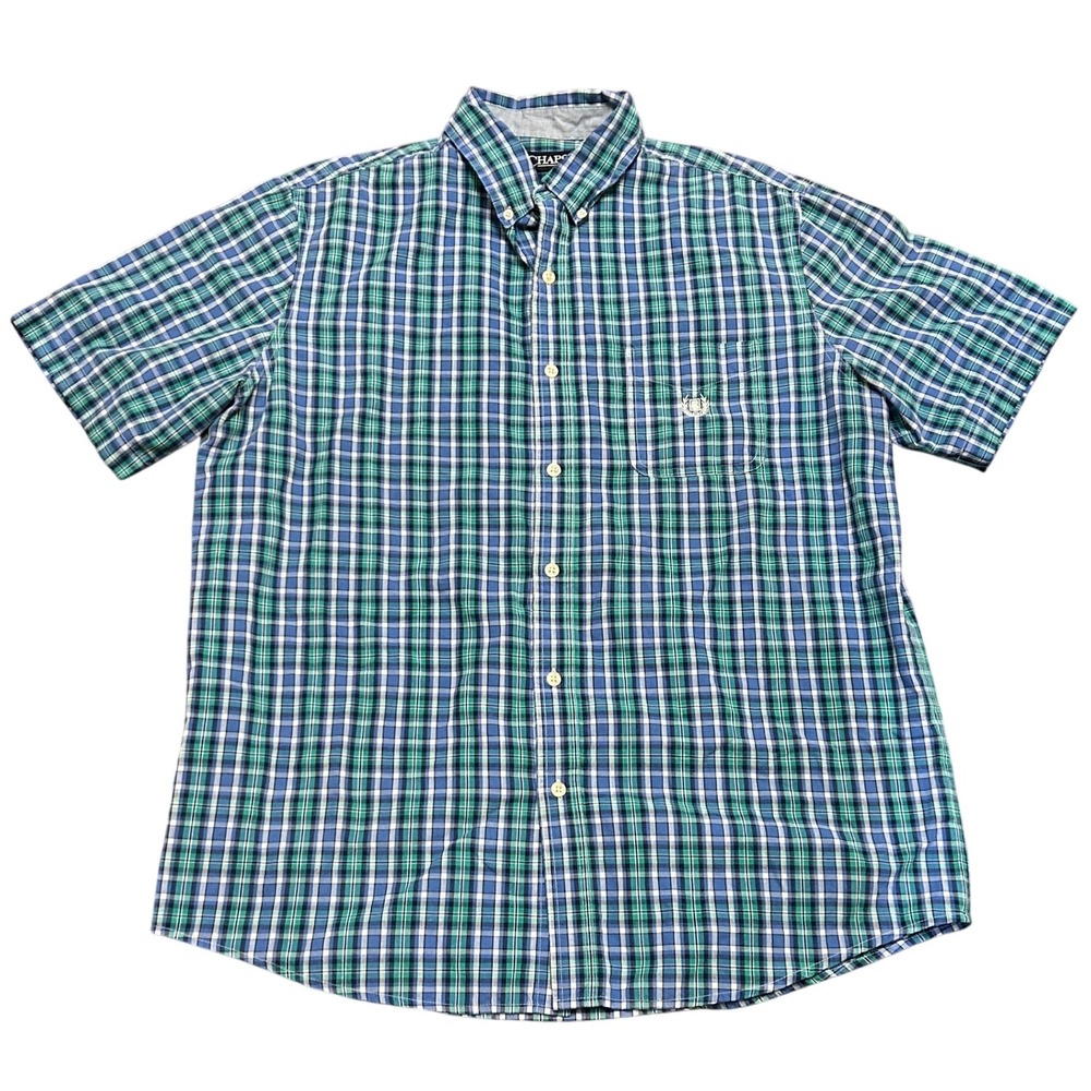 CHAPS‎ Easy Care Plaid Short Sleeve Button Up Shirt Menswear